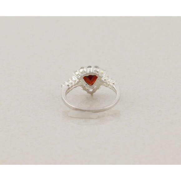 Sterling Silver Natural Garnet and White Topaz Ring Size 7 1/4 - Picture 7 of 8